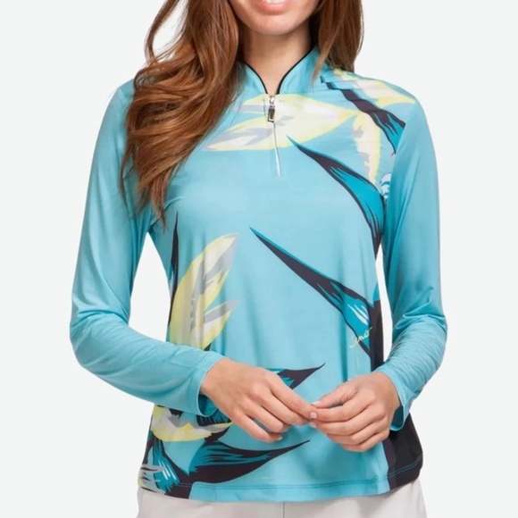 Like NEW |•SUNSENSE•| Jamie Sadock Solar Polo Botanical Golf Shirt Size XL - Picture 1 of 10